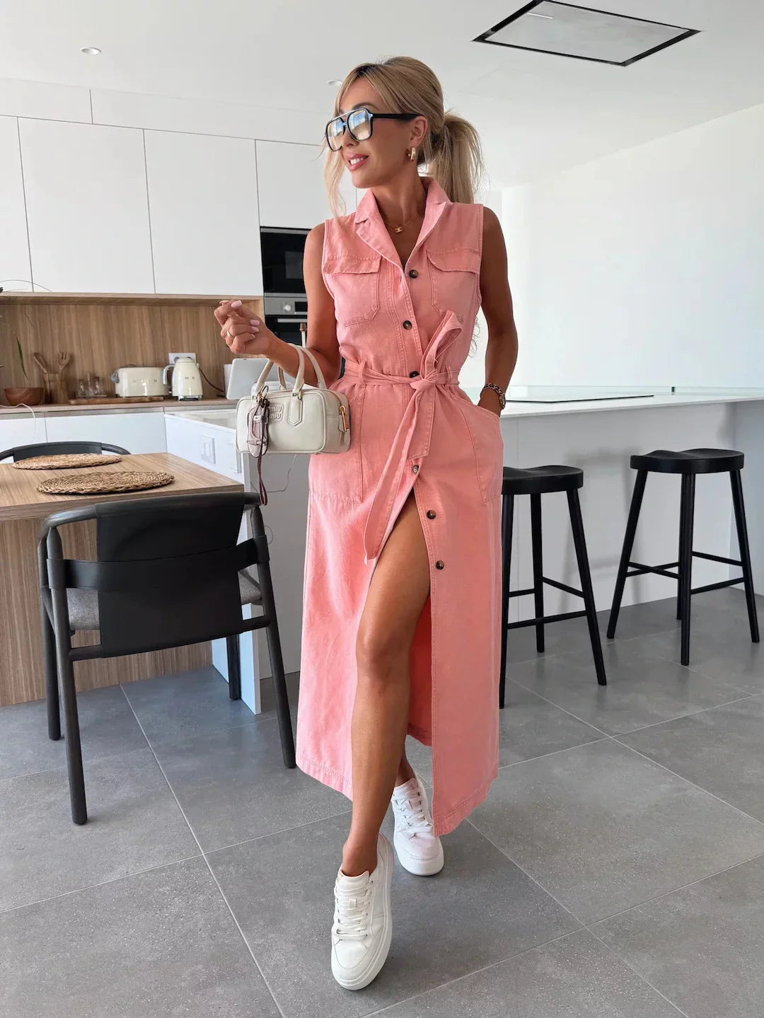 Griselith | Ärmelloses Denim Maxikleid