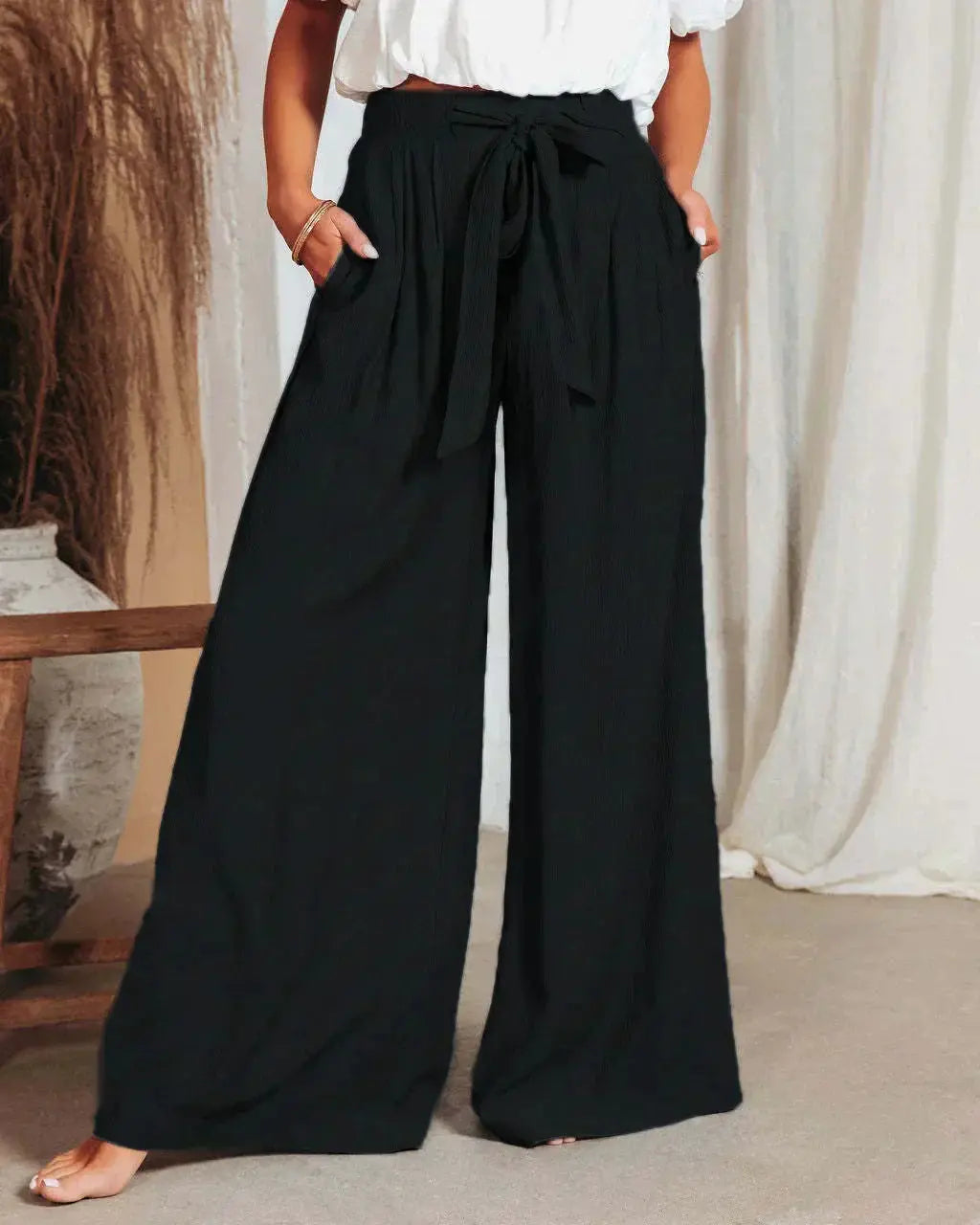 Schicke Hoch taillierte Hose mit weitem Bein Für Frauen
