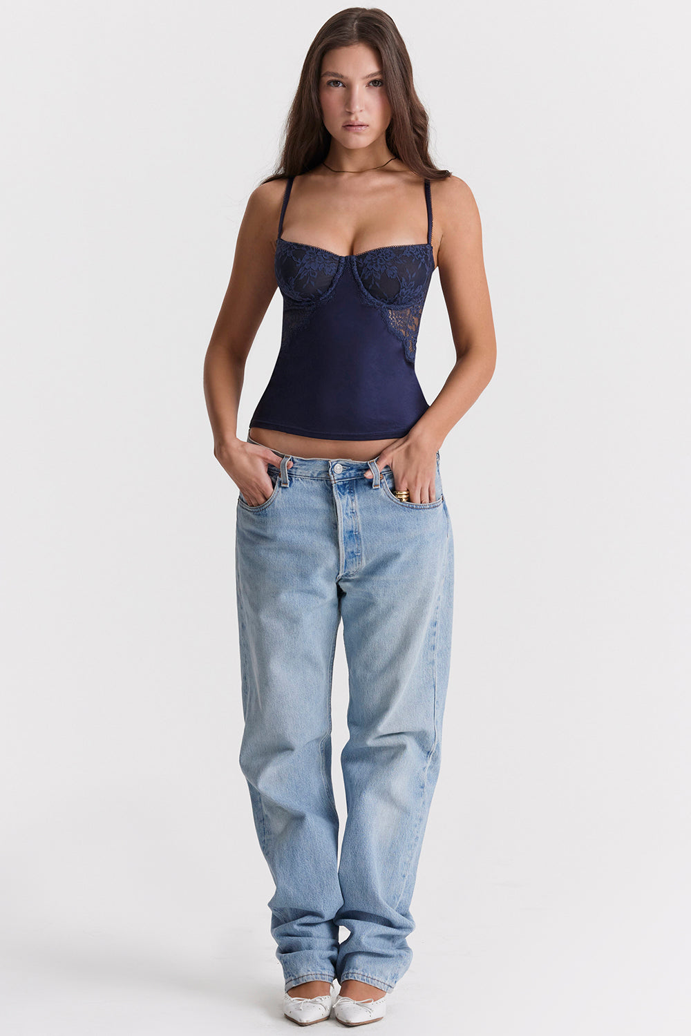 Satin Spitzen Top mit zartem Kontrast für Frauen
