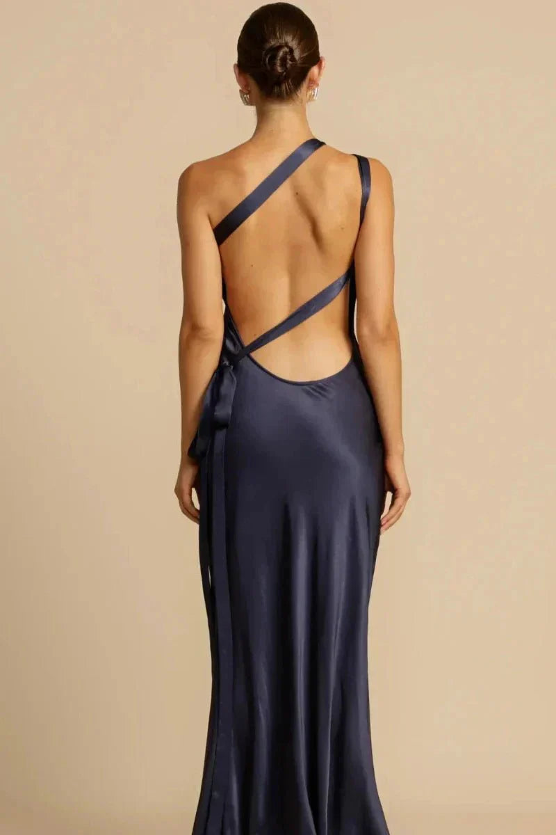 Elegantes One Shoulder Satinkleid für Frauen