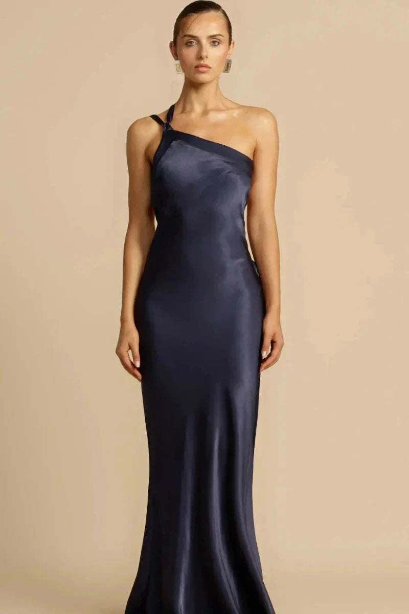 Elegantes One Shoulder Satinkleid für Frauen
