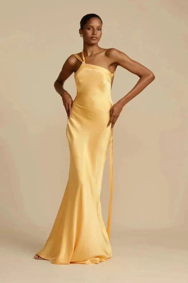 Elegantes One Shoulder Satinkleid für Frauen