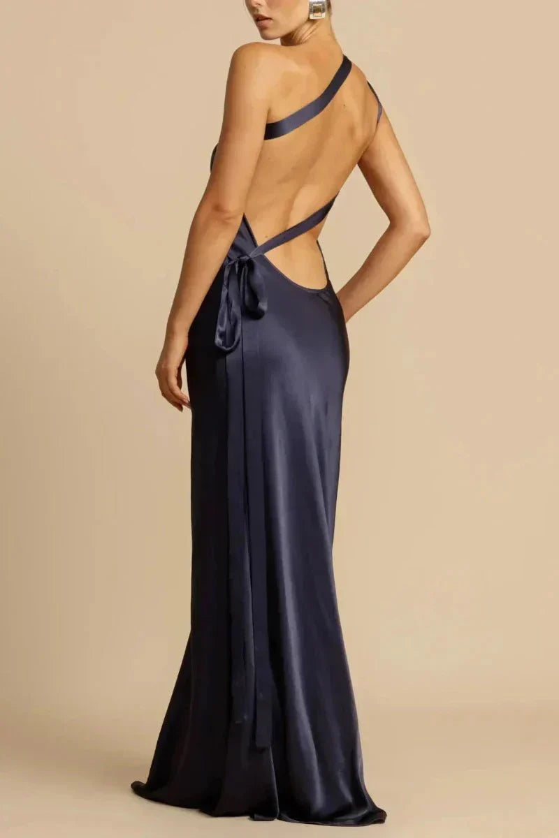 Elegantes One Shoulder Satinkleid für Frauen