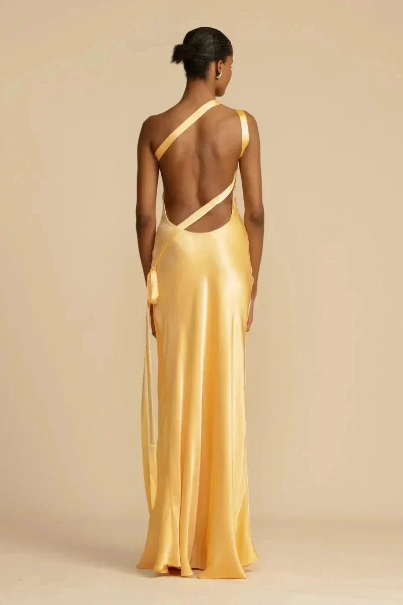 Elegantes One Shoulder Satinkleid für Frauen