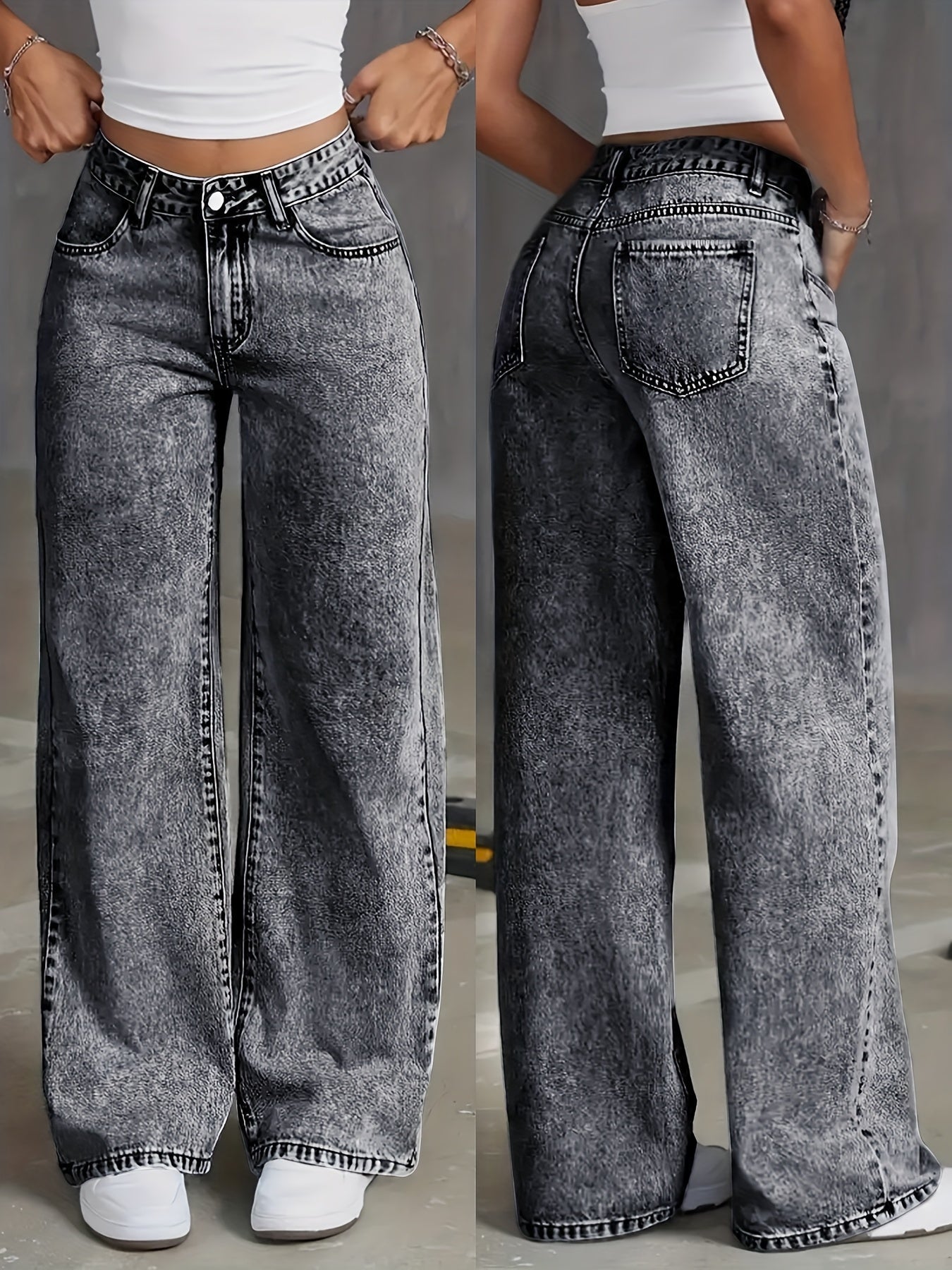 Gerade hochgeschnittene Stretch-Damen-Jeans für Frauen