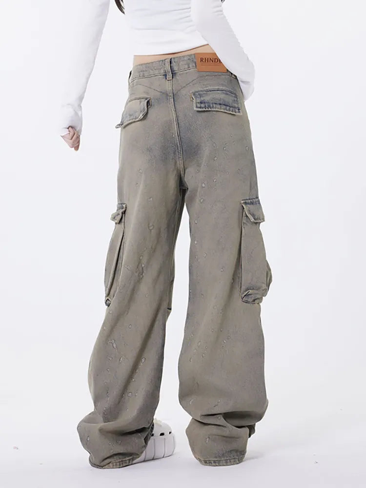 Retro Asymmetrische Waschjeans mit Einzigartigem Design für Frauen
