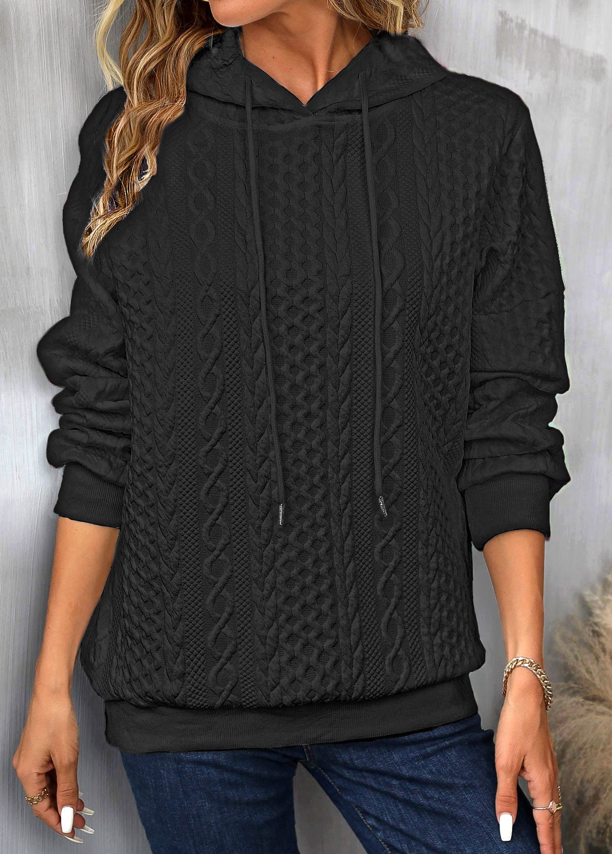 Hoodie Mit Kordelzug Und Langem Ärmel Für Frauen