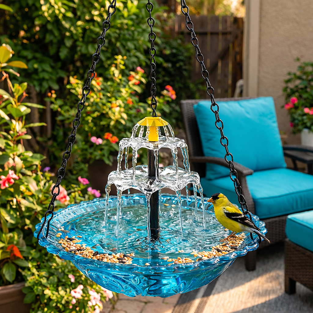 Hängender Solar-Springbrunnen mit Vogeltränke – Zweistufig, Ohne Kabel product image 8