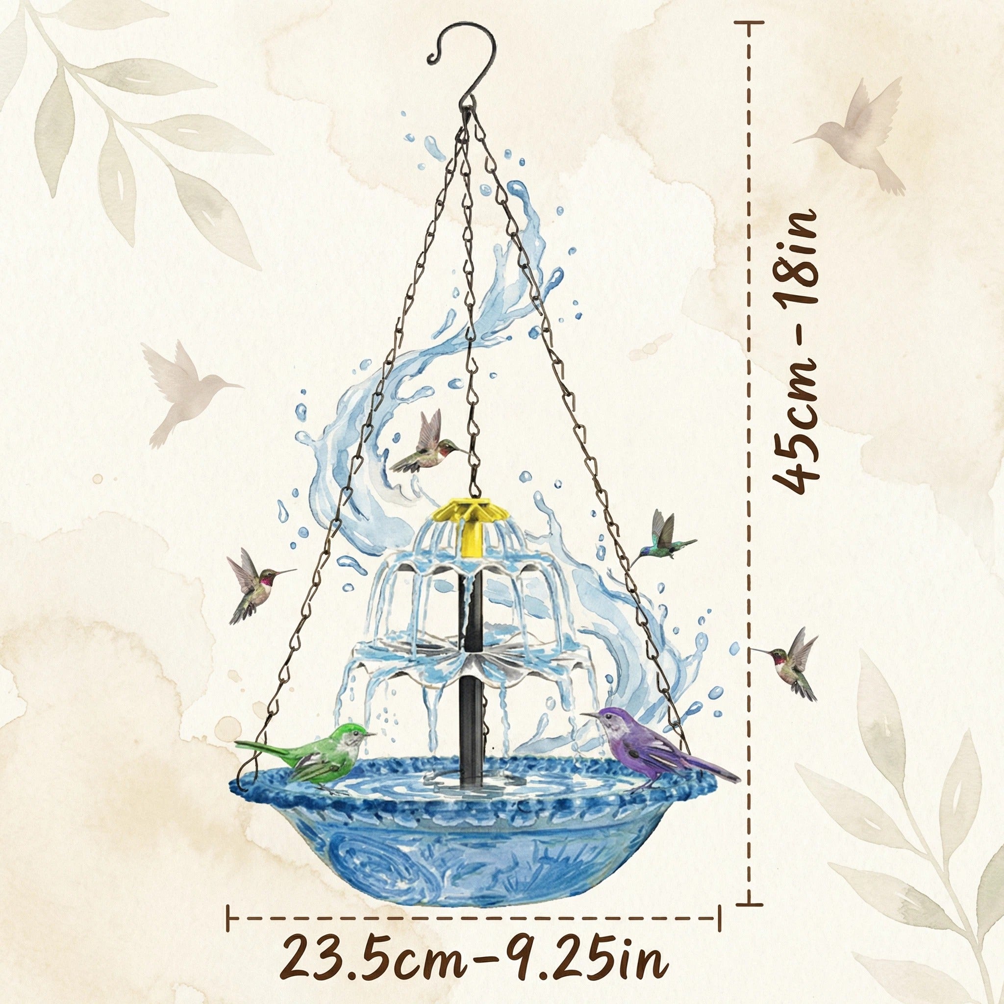 Hängender Solar-Springbrunnen mit Vogeltränke – Zweistufig, Ohne Kabel product image 13