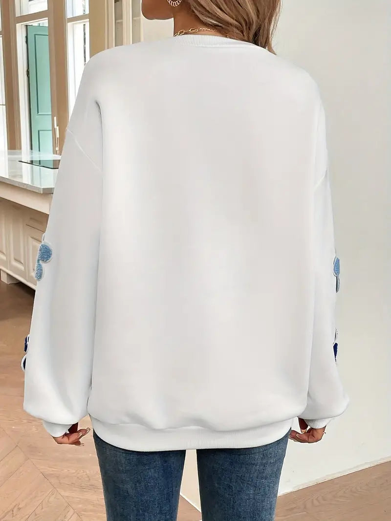 Weiches Baumwoll-Sweatshirt mit Floralem Muster für Damen