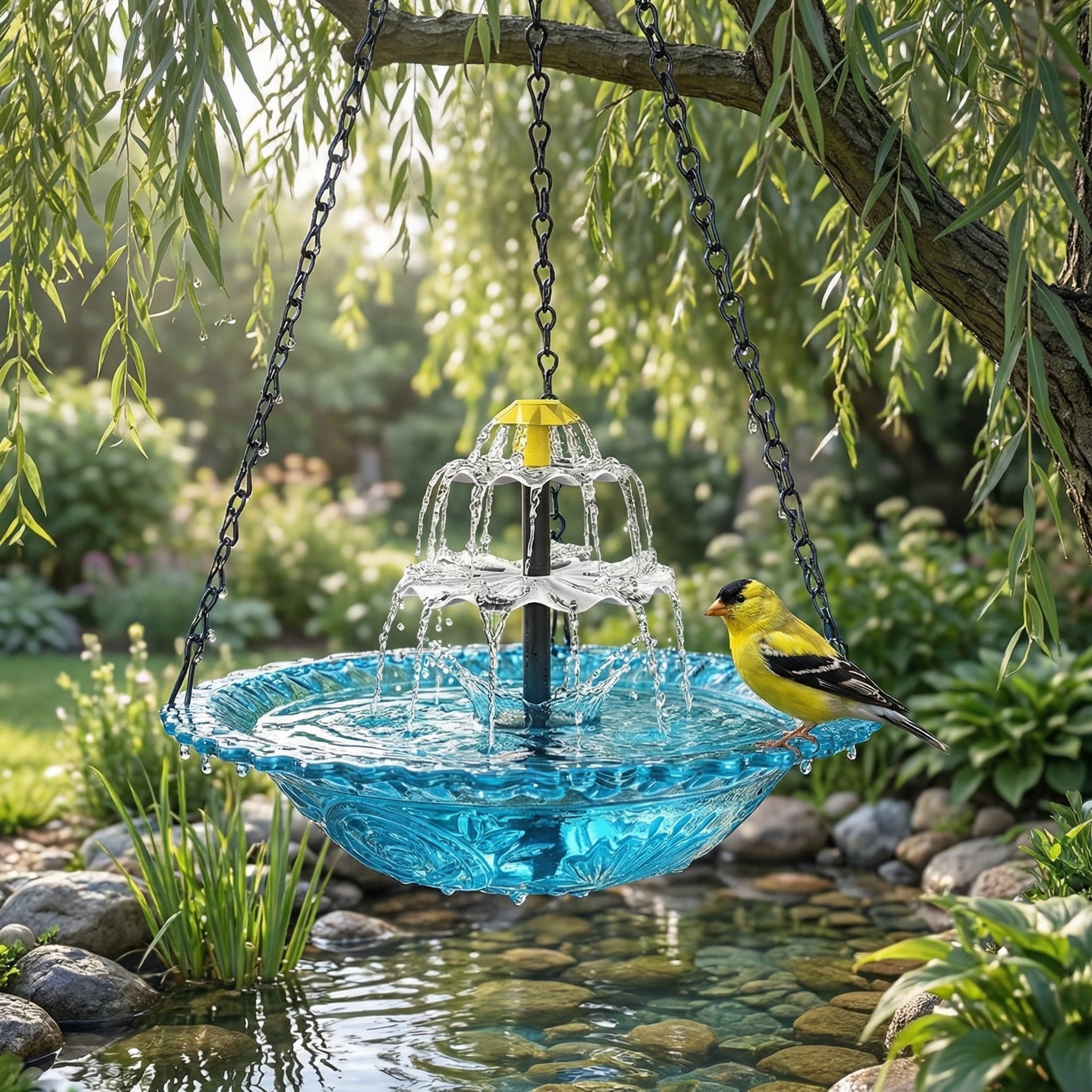 Hängender Solar-Springbrunnen mit Vogeltränke – Zweistufig, Ohne Kabel product image 5