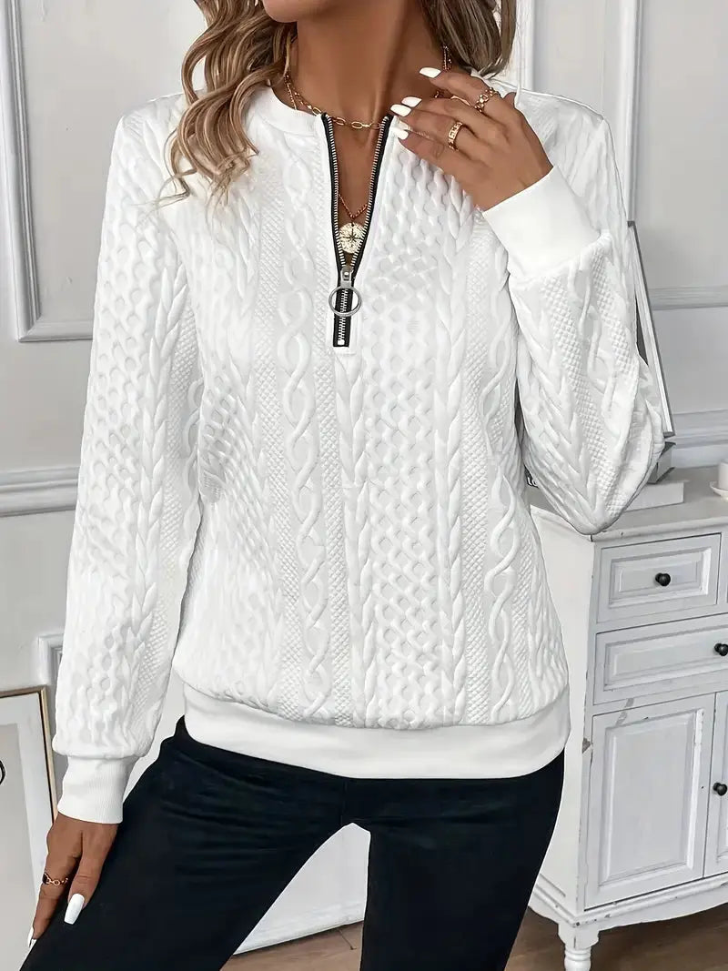 Stilvoller klassischem Zip-Up Pullover für Frauen