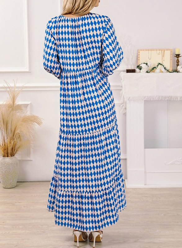 Lieke™ - Damen Puffärmel Geometrische Bohème Maxikleider [50% Rabatt]
