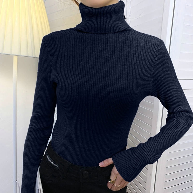 Gerippter Rollkragenpullover Mit Schmaler Passform Für Frauen
