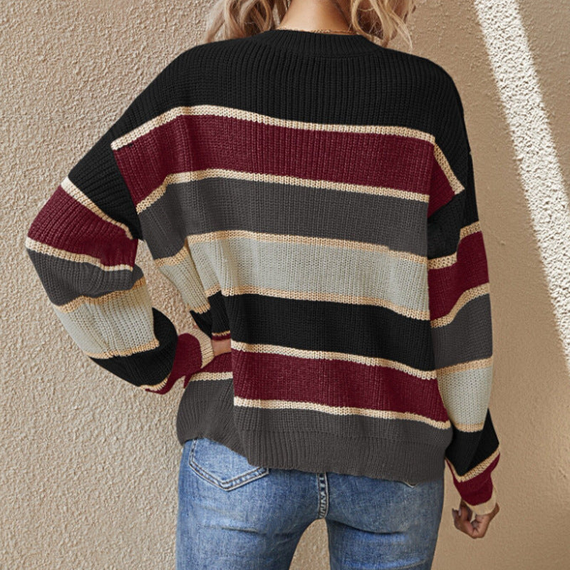 Locker Geschnittenen Rundhals-Pullover für Frauen