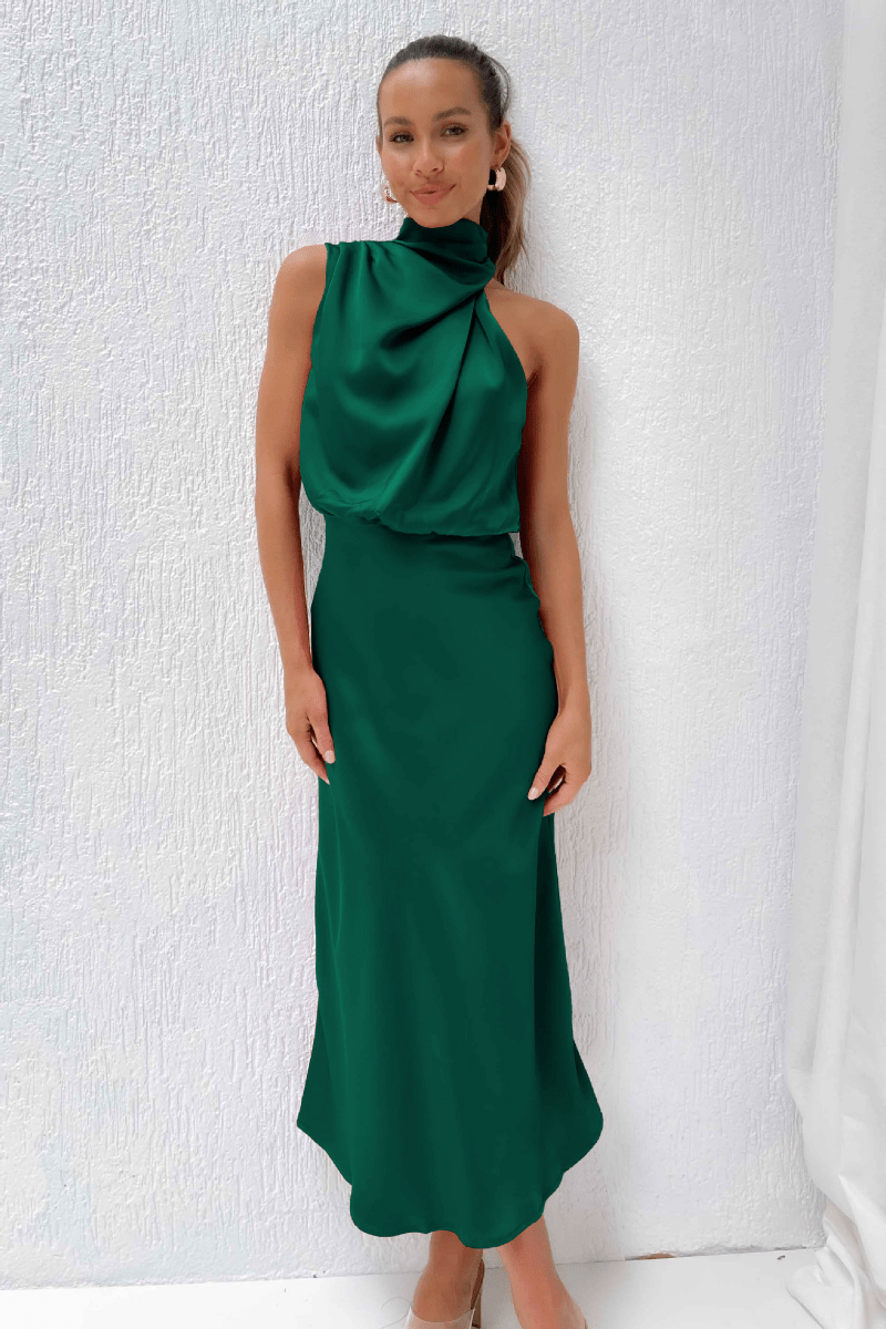 Elegantes Satin Maxikleid mit fließender Anmut für Damen