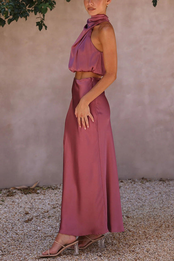 Claenya | Satin Set mit Top & Rock