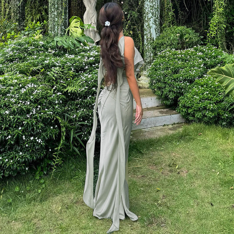 Emelith | Satiniertes Maxikleid mit Volants