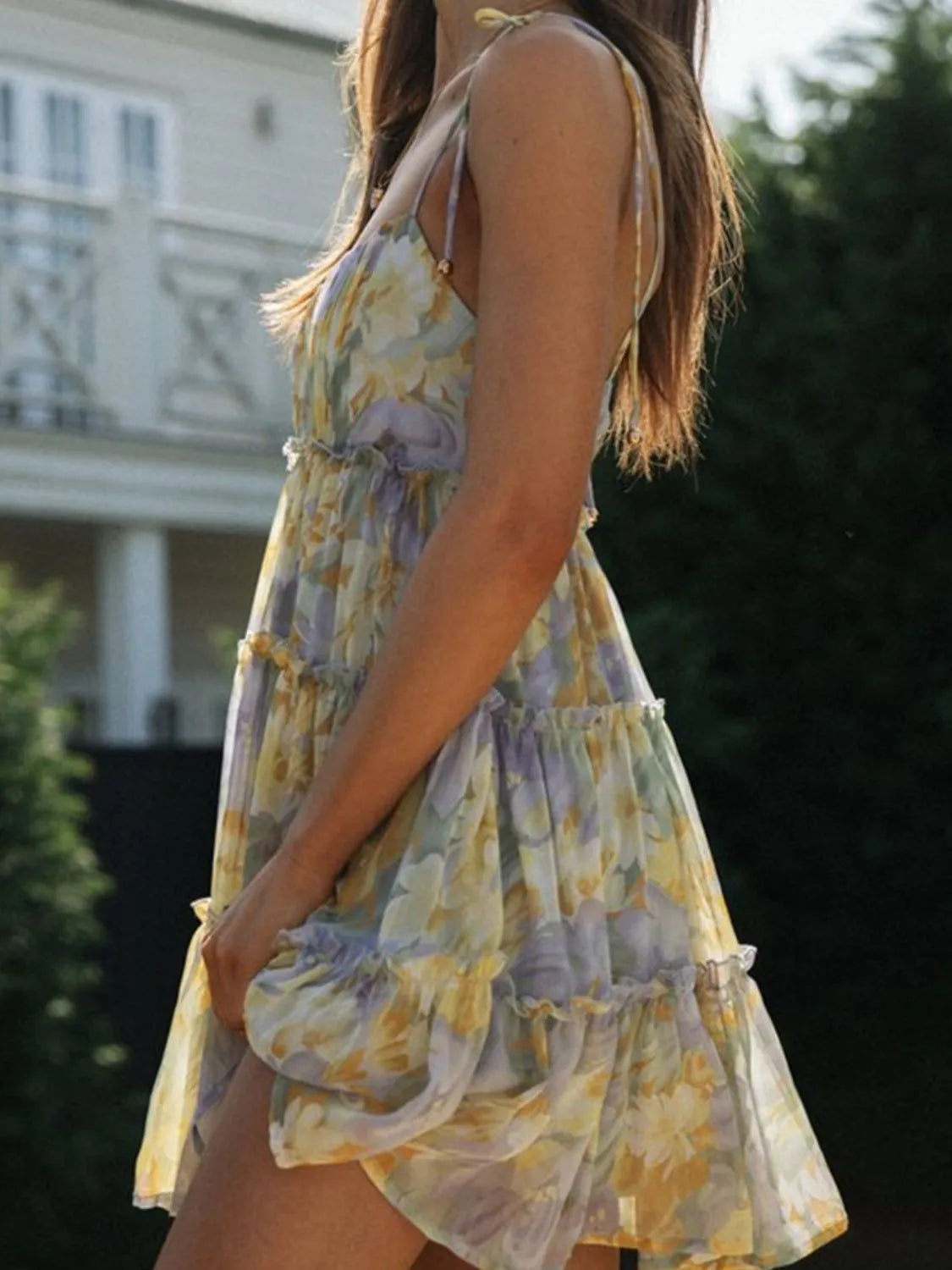Faeryn | Minikleid mit Volants und Karree-Ausschnitt