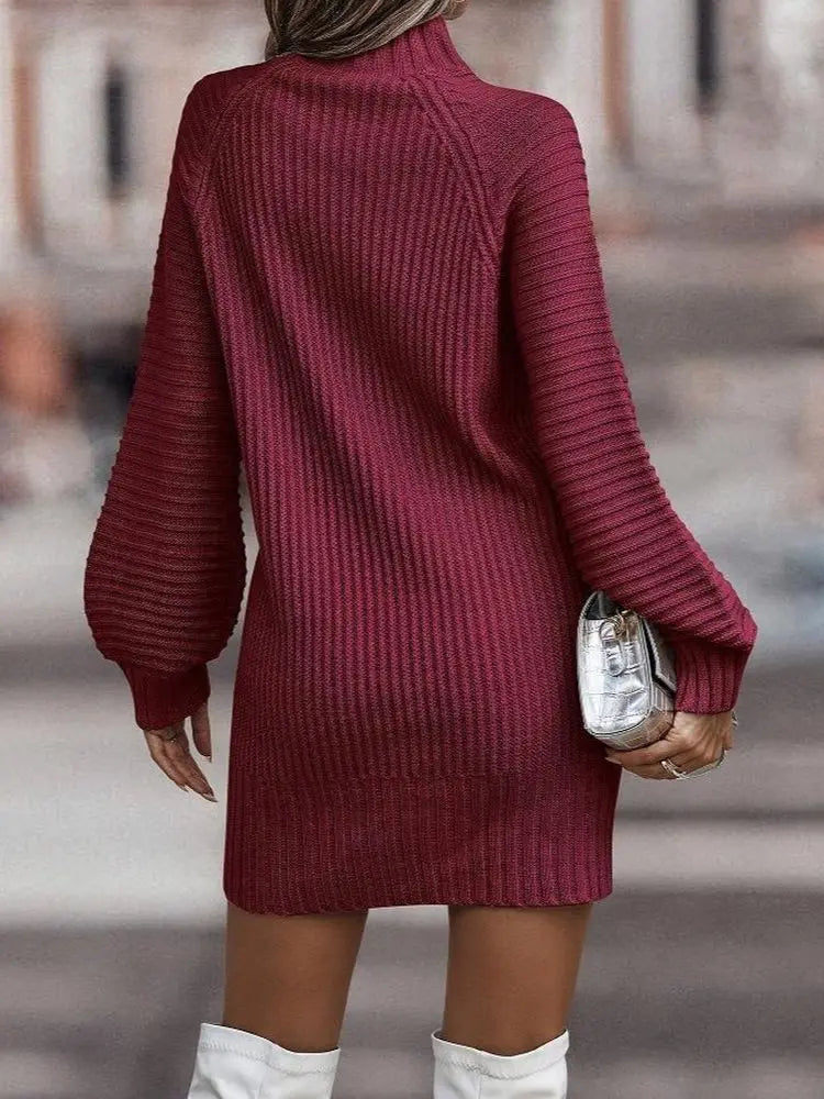 Warmes Strickkleid mit Rollkragen für Frauen