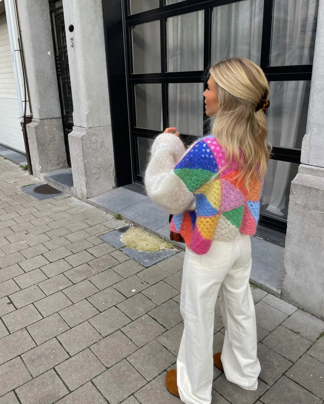 Gemütlicher Mehrfarbiger Cardigan Für Frauen