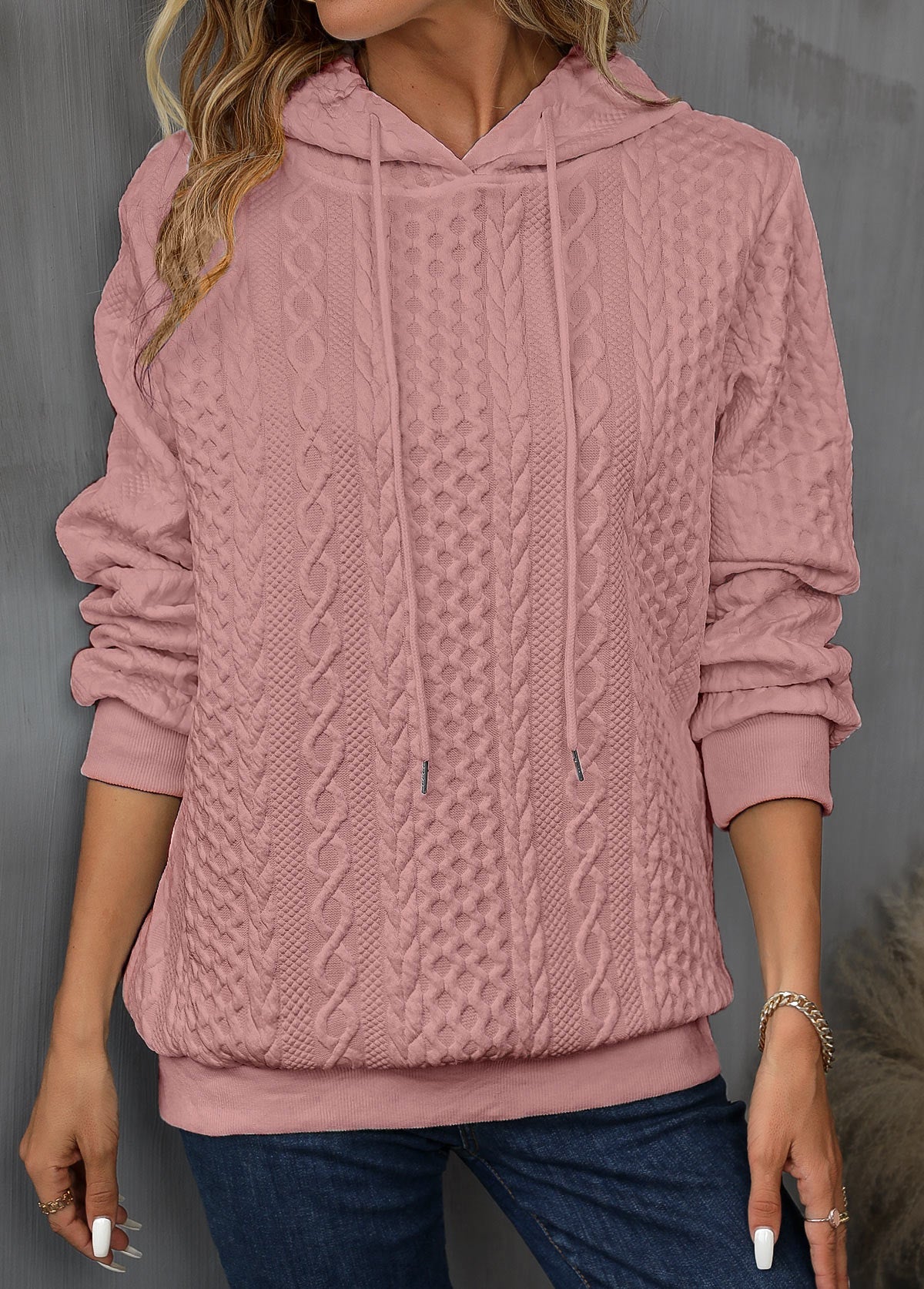 Hoodie Mit Kordelzug Und Langem Ärmel Für Frauen