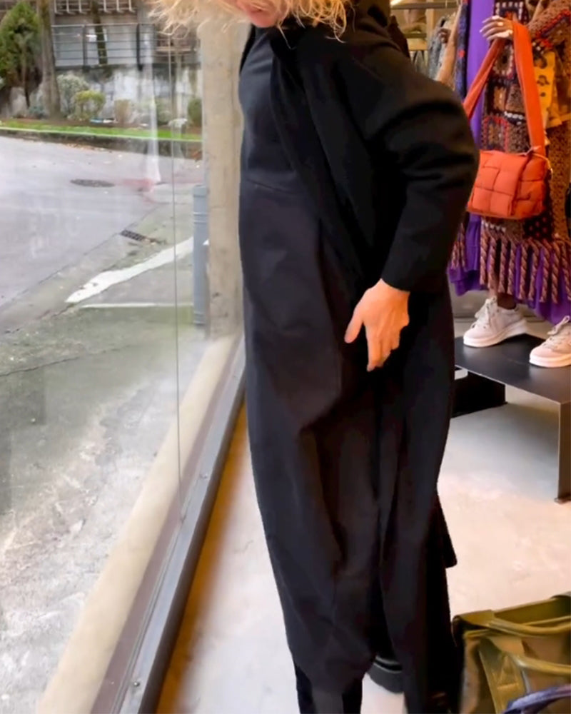 Gerrie | Schwarzes Midikleid mit Taschen