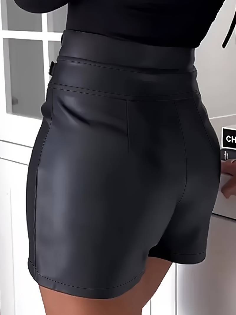 Stilvolle Lederrock-Shorts mit Seitenschnalle Für Frauen