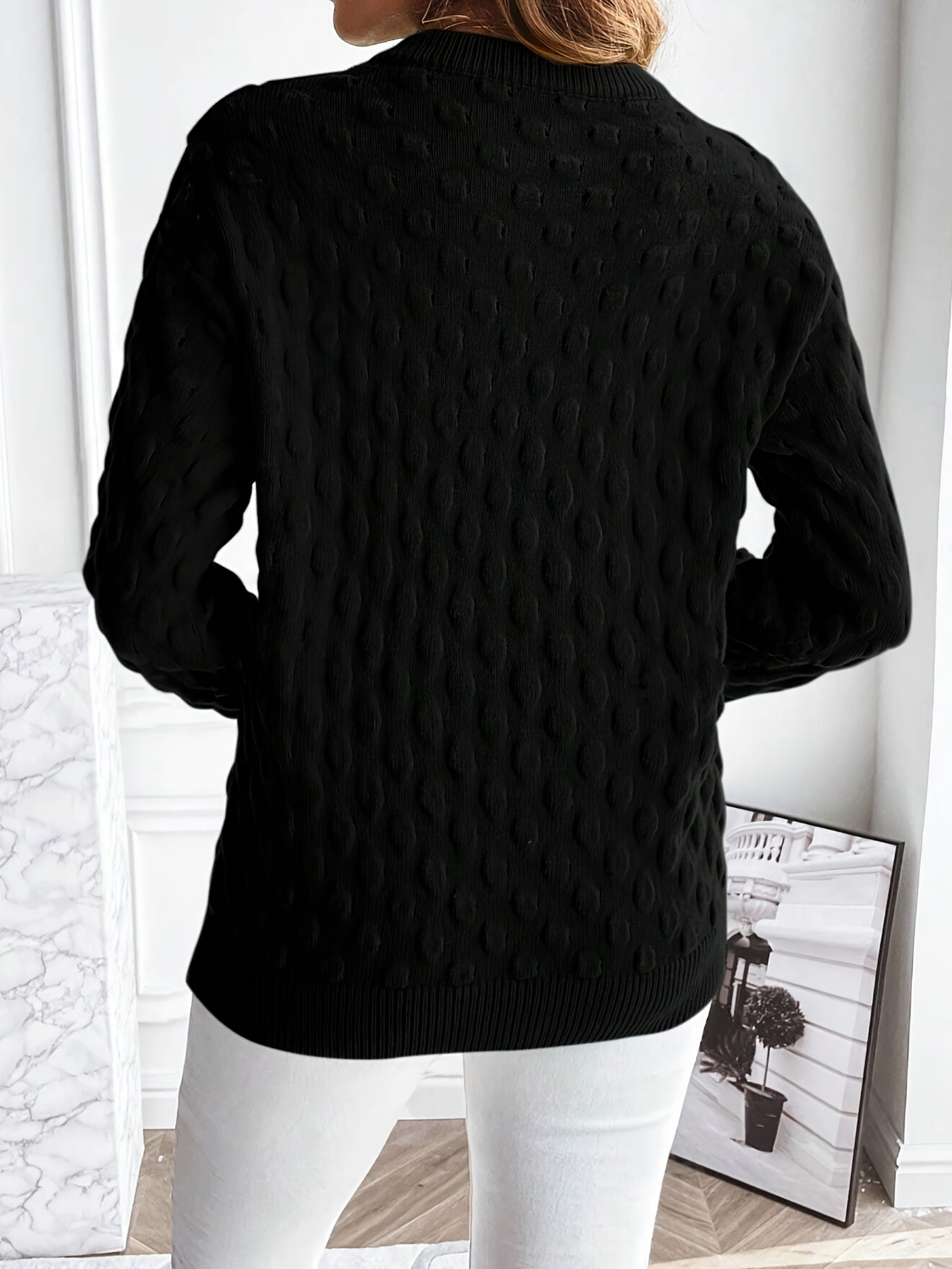 Strickpullover in Uni-Farbe mit Punktmuster Für Frauen