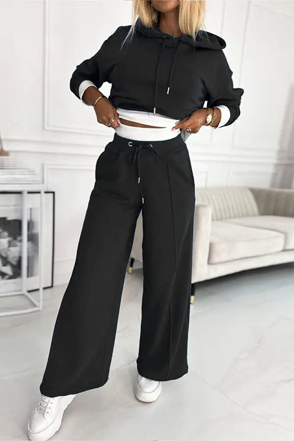 Damen Kapuzenpullover und weites Hosen-Set