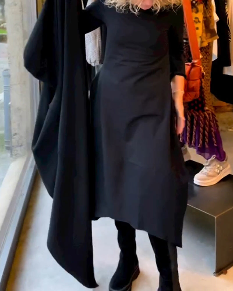 Gerrie | Schwarzes Midikleid mit Taschen