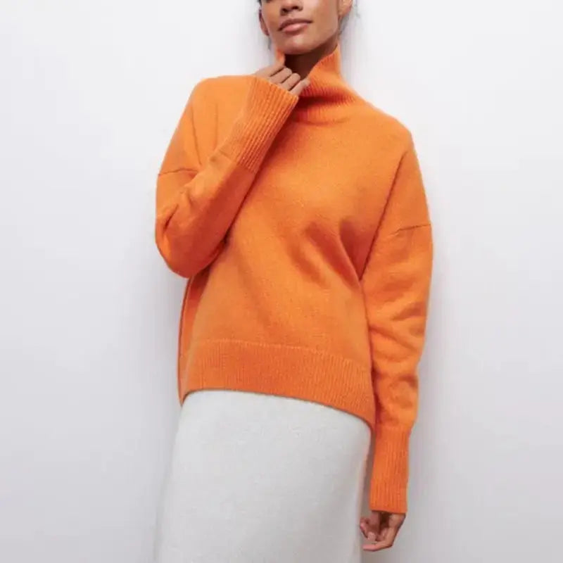 Oversize-Warmer Rollkragenpullover in schlichtem Design für Frauen