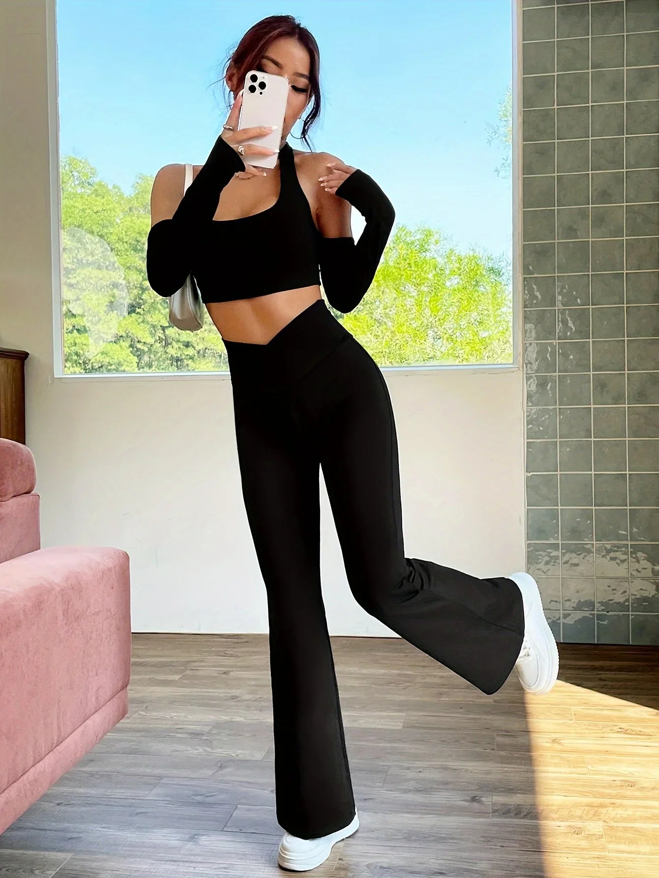 Hochgeschnittene Crossover Hose mit stylisher Passform für Damen