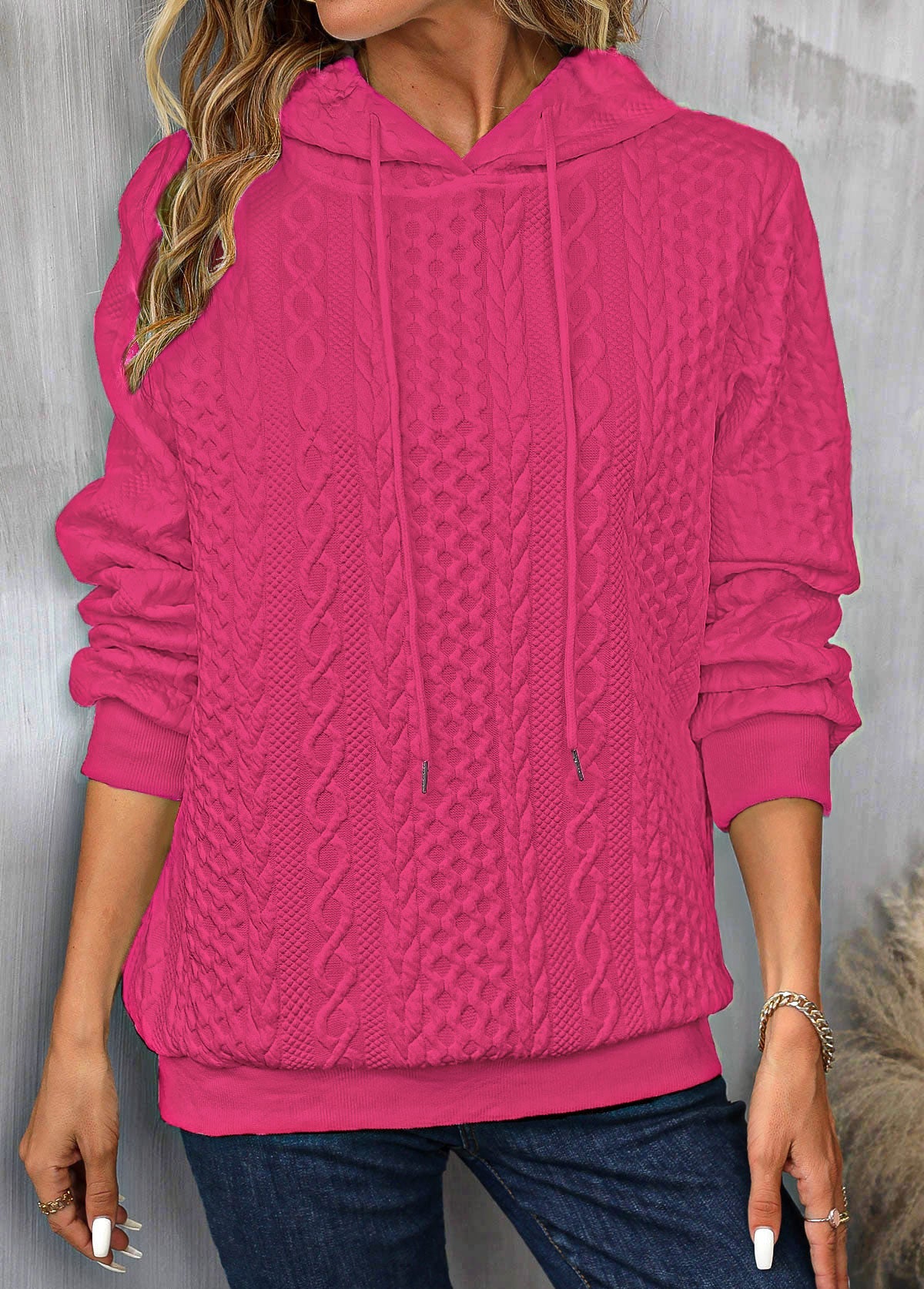 Hoodie Mit Kordelzug Und Langem Ärmel Für Frauen