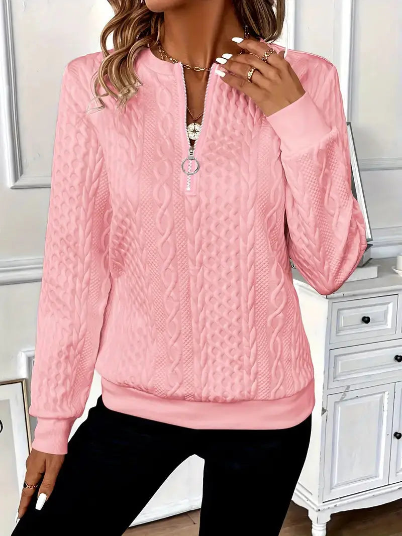 Stilvoller klassischem Zip-Up Pullover für Frauen