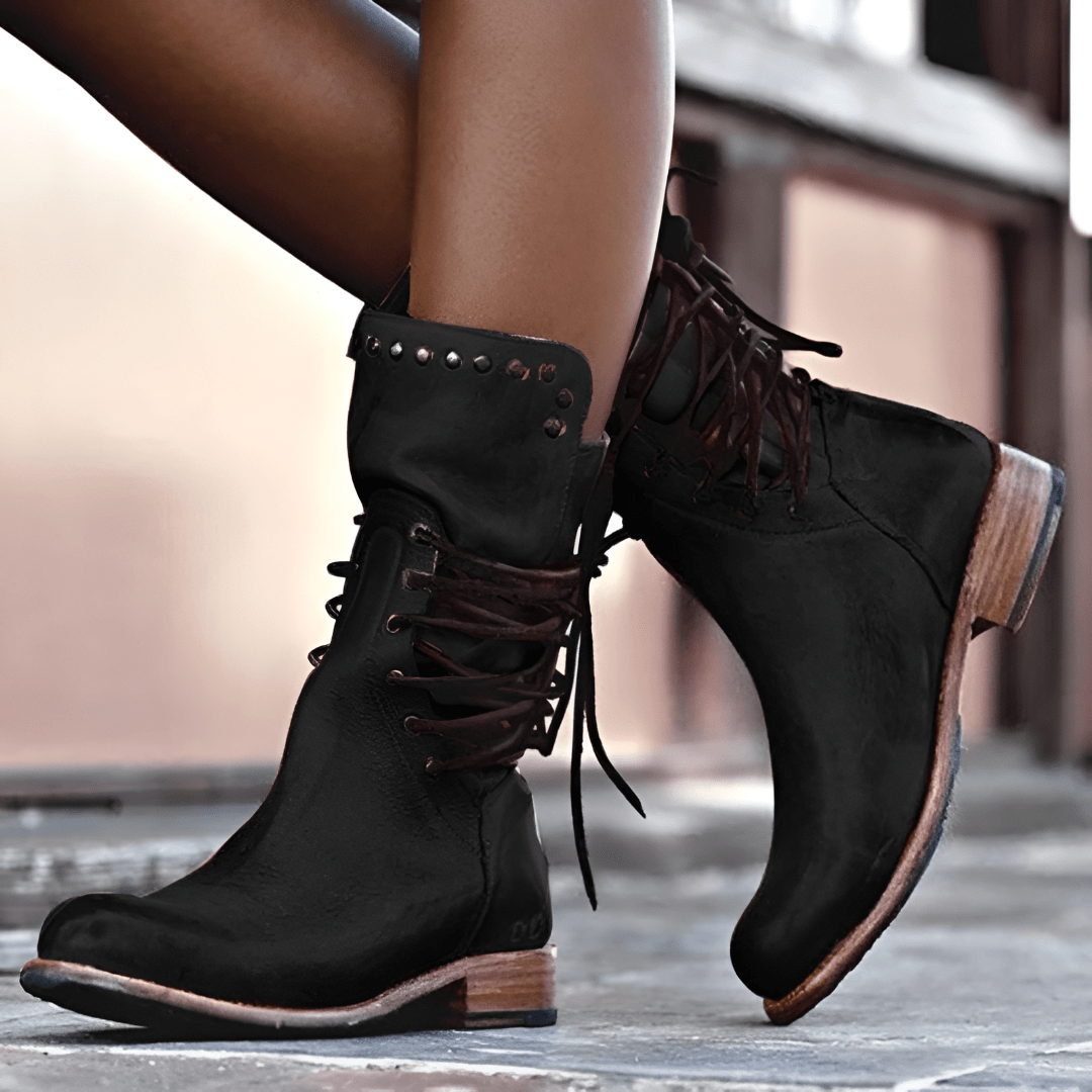 Bequeme Schnürstiefel aus veganem Leder Für Frauen