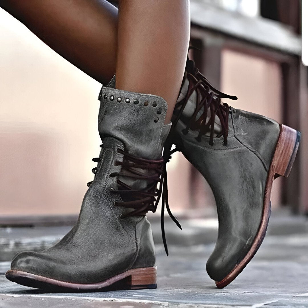Bequeme Schnürstiefel aus veganem Leder Für Frauen