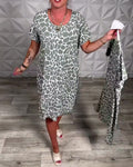Lässiges Kleid Rundhals Print Knielang Locker Schnitt product image 1