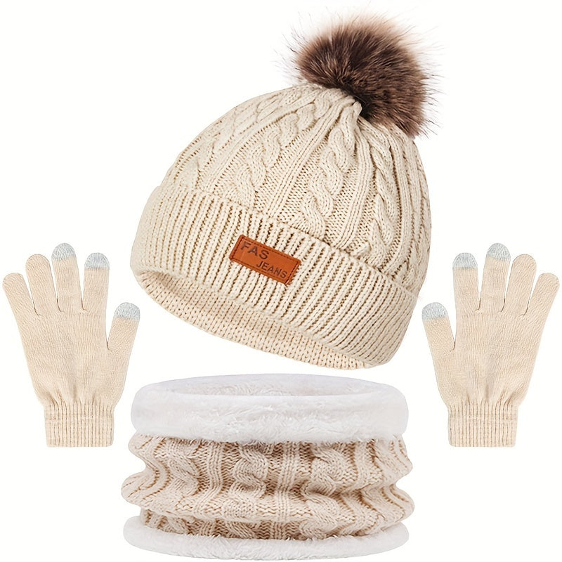 Gemütliches Mützen- und Handschuhset Für Winterwärme Für Frauen