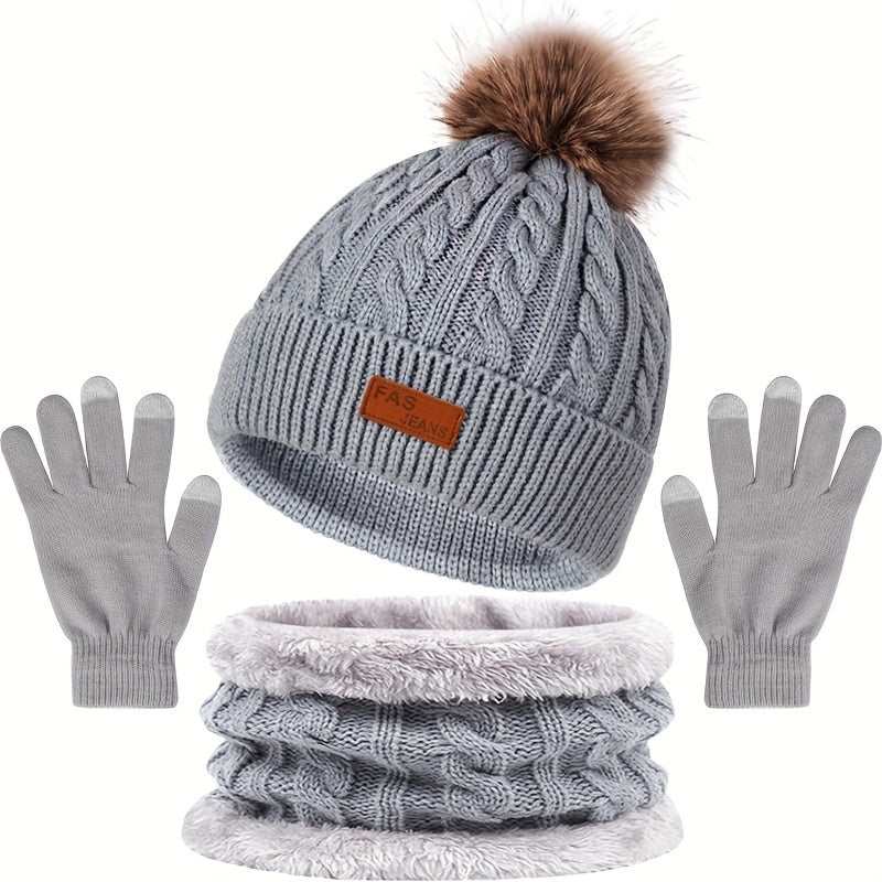 Gemütliches Mützen- und Handschuhset Für Winterwärme Für Frauen