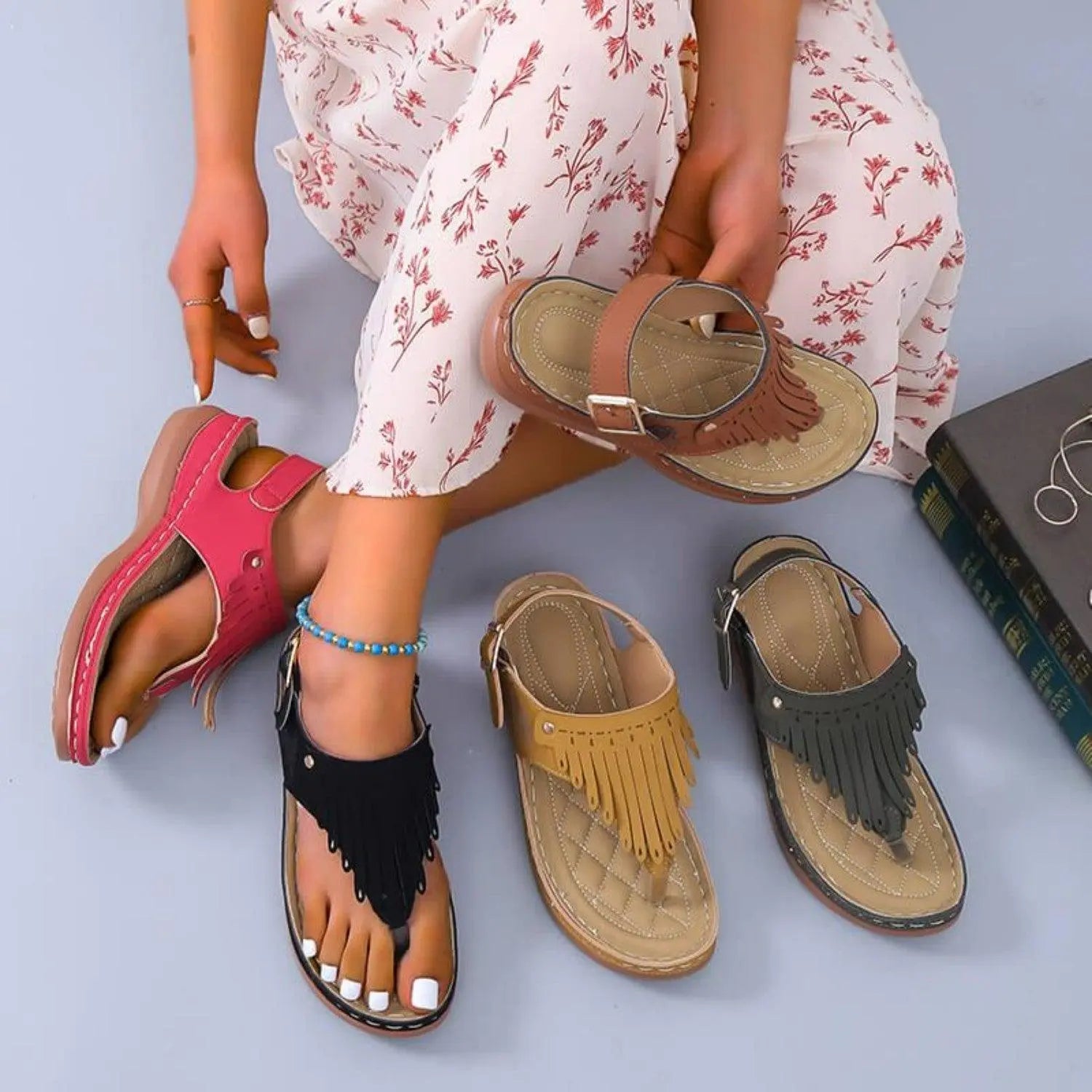 Sandalen mit Quasten für den Sommer für Frauen