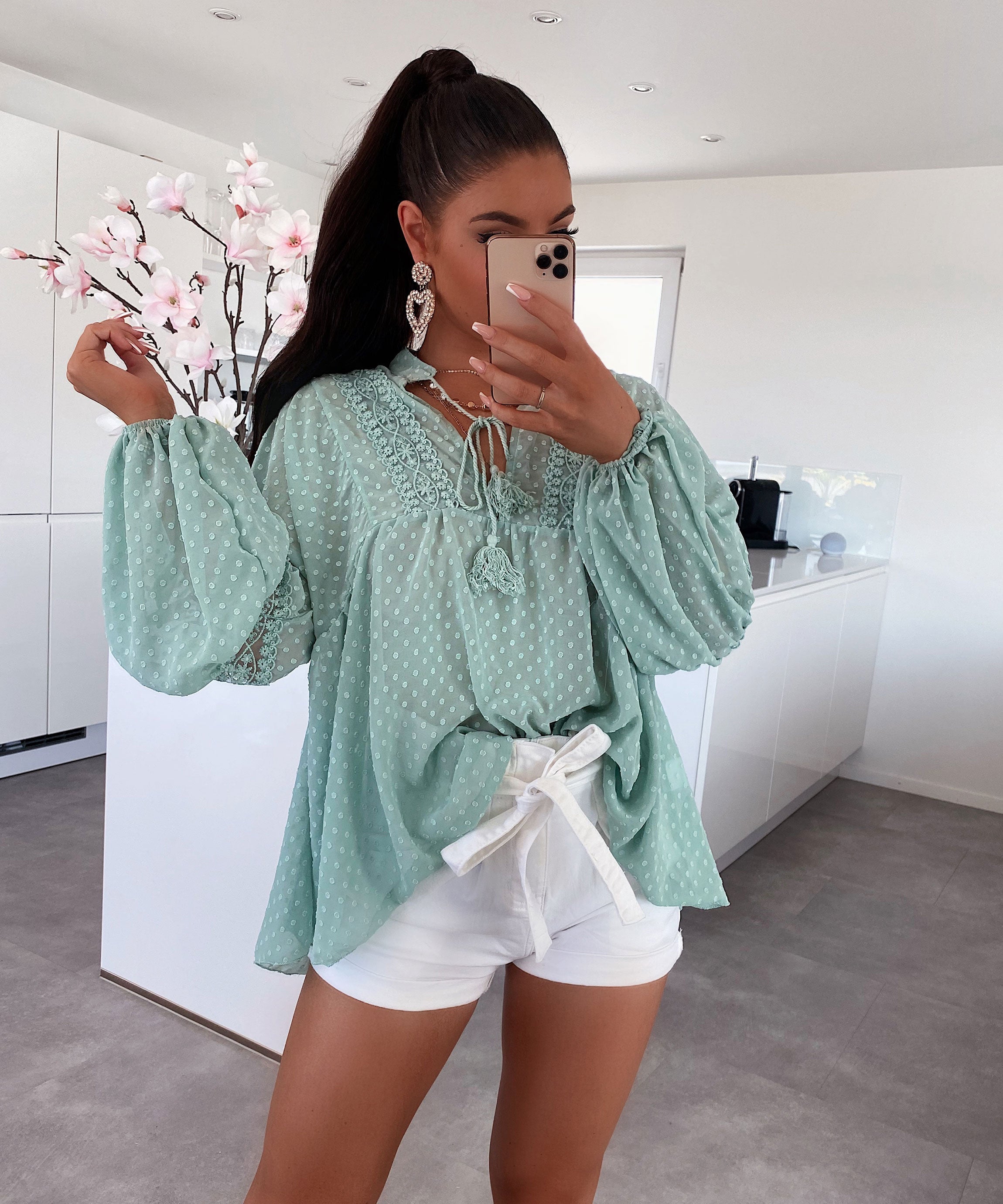 Leichtes Paula Mint Oberteil mit frischer Eleganz für Frauen