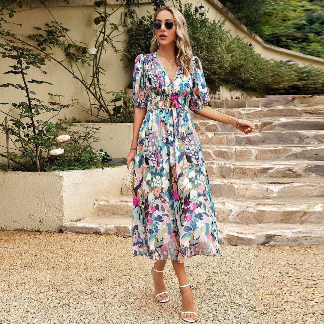 Elegantes Kleid mit V-Ausschnitt Für Frauen