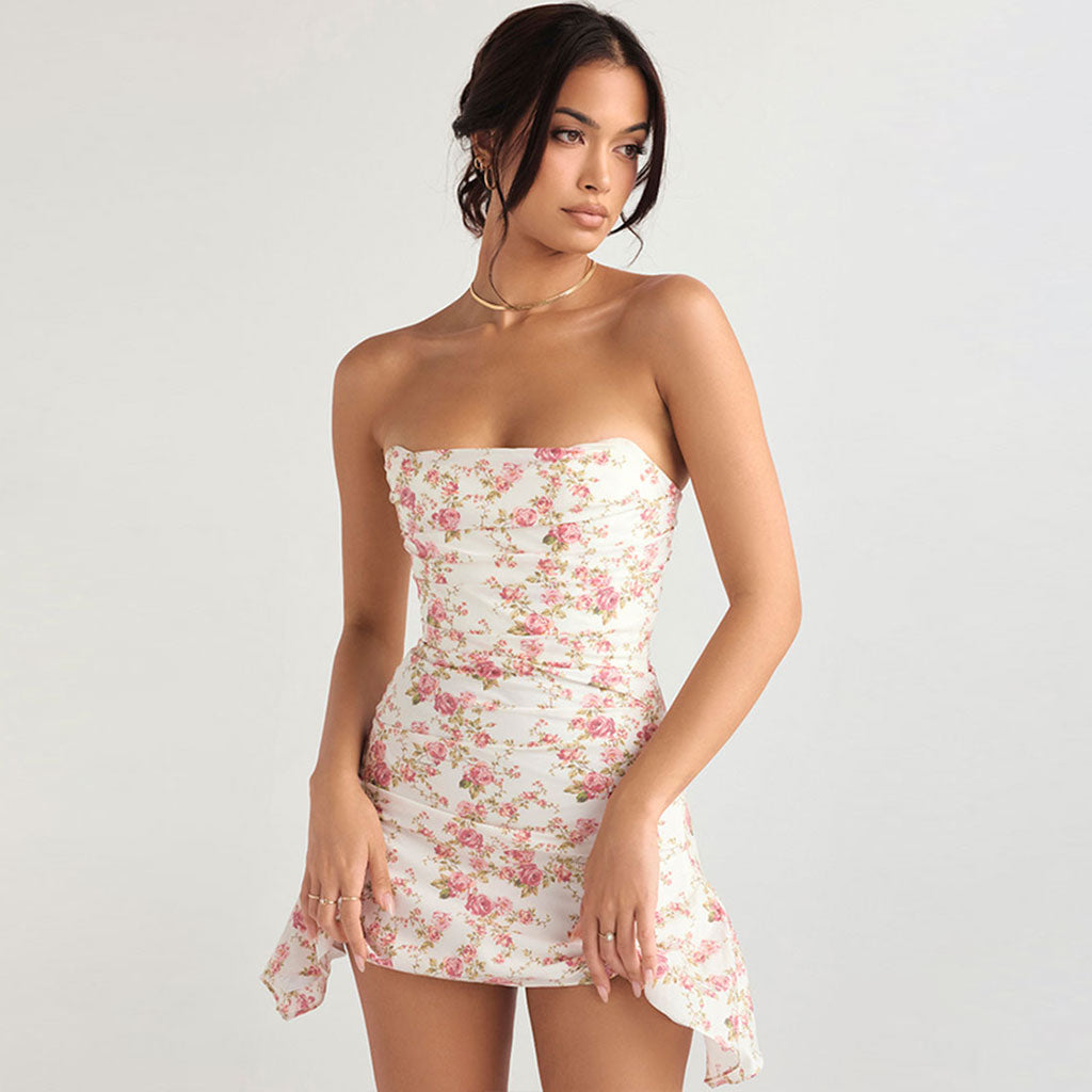 Belindra | Schulterfreies Blumenkleid
