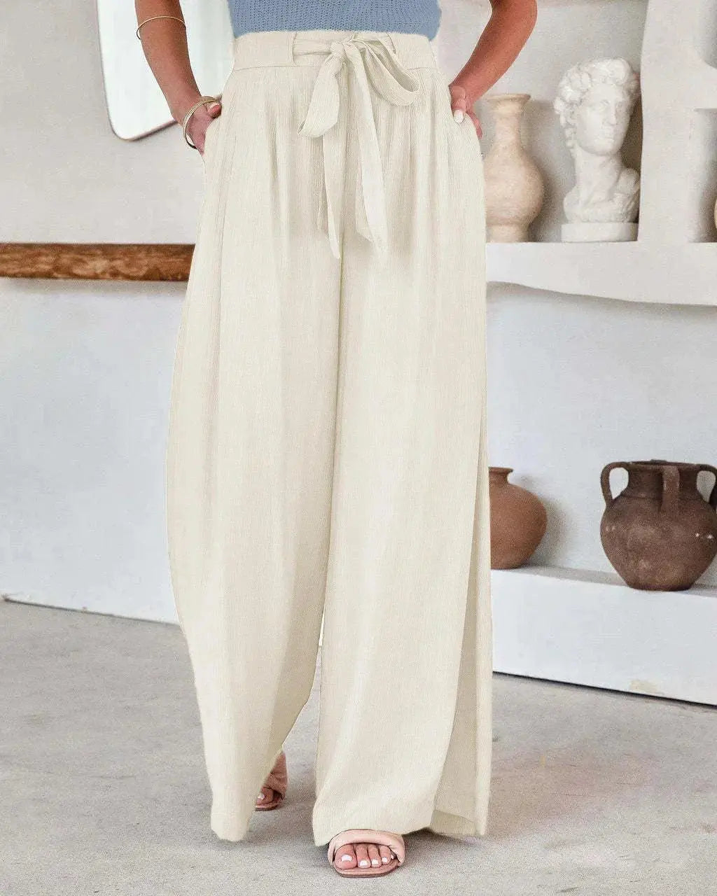Luftige Leinenhose mit weitem Schnitt für Frauen