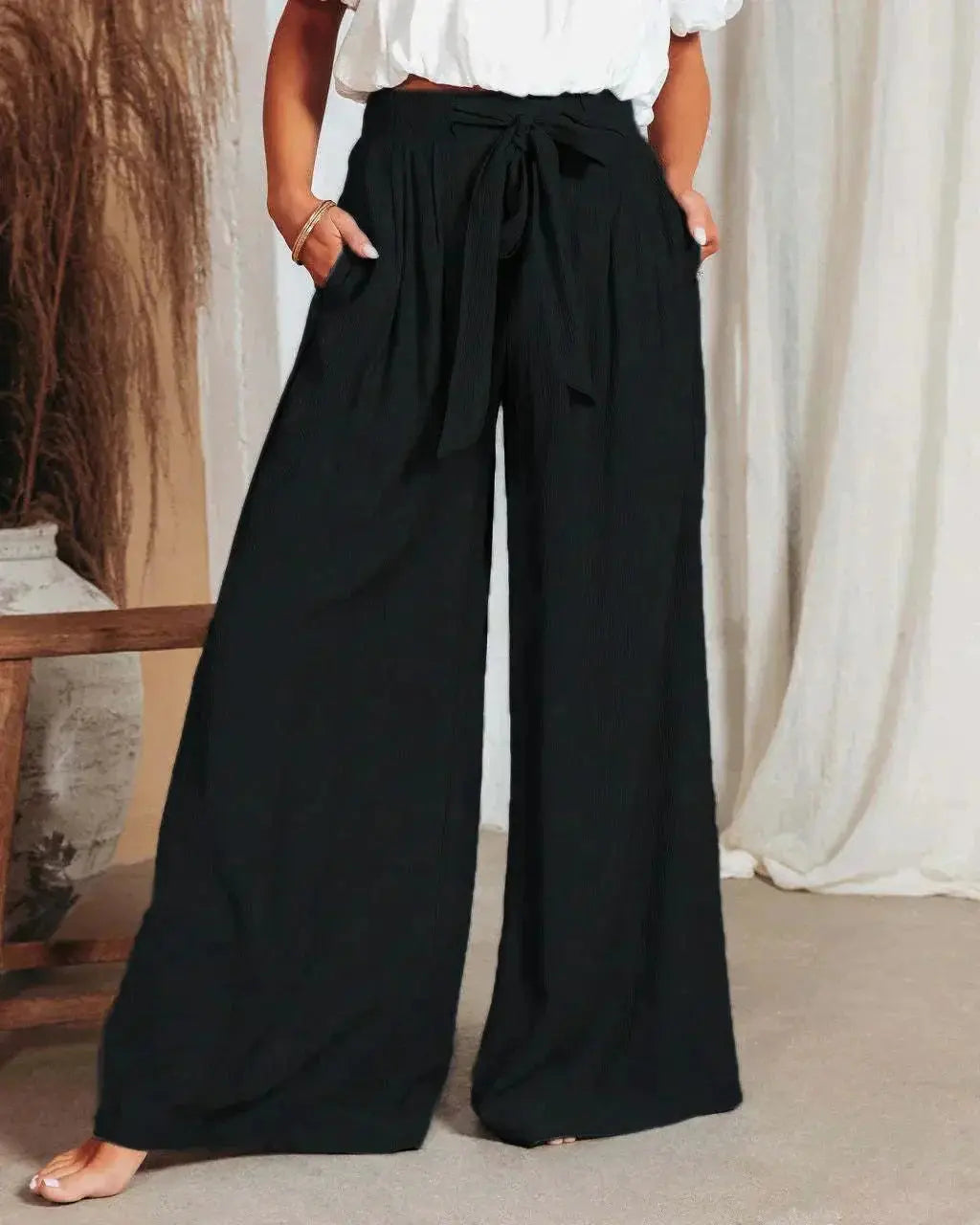 Luftige Leinenhose mit weitem Schnitt für Frauen