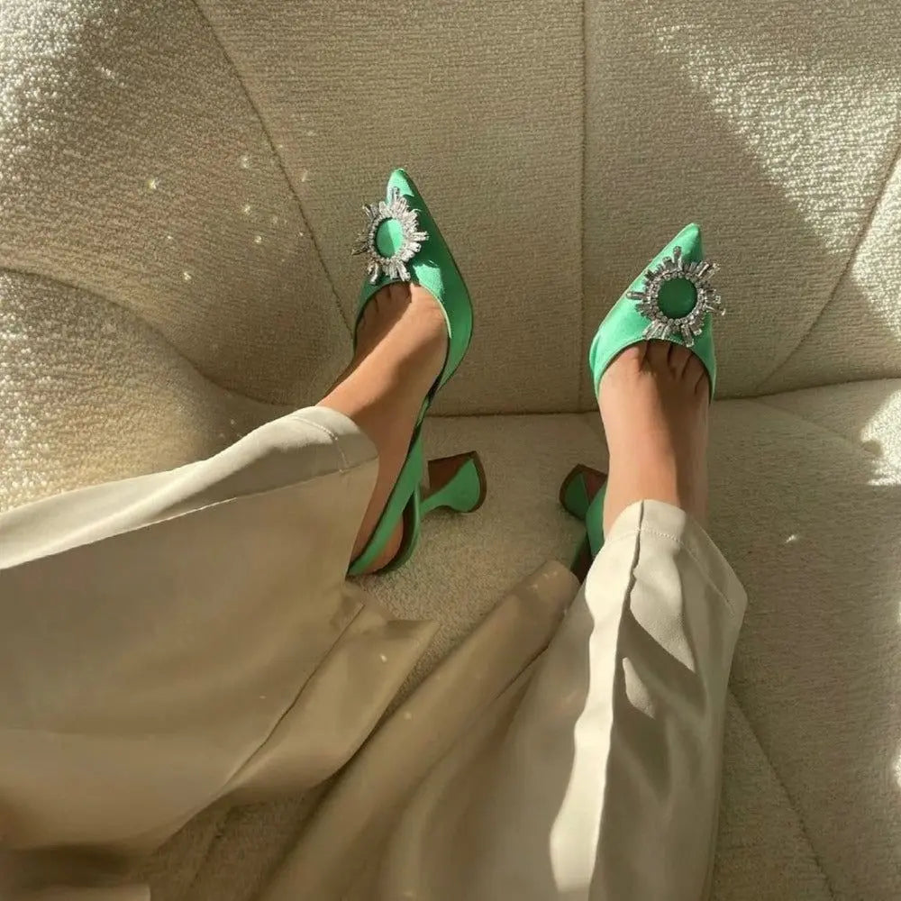 Spitz zulaufende Kristall-Pumps Für Frauen