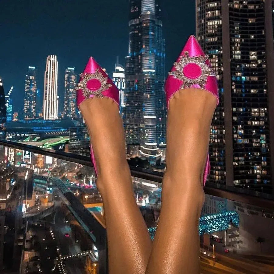 Spitz zulaufende Kristall-Pumps Für Frauen