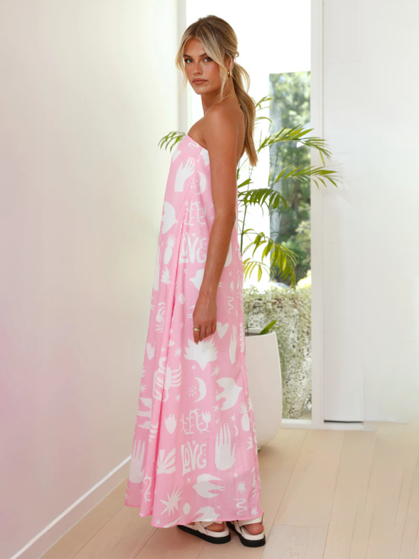 Dreya | Schulterfreies Maxikleid mit Print