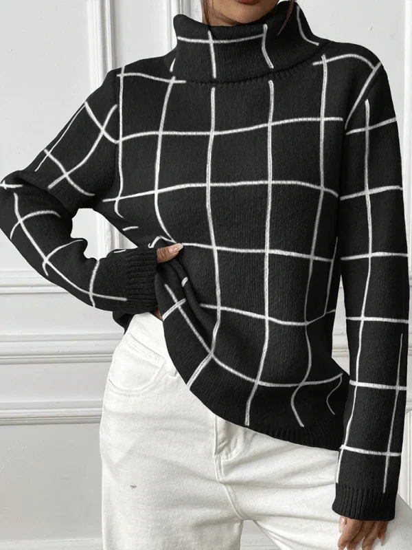 Klassischer Strickpullover mit hohem Kragen Für Frauen